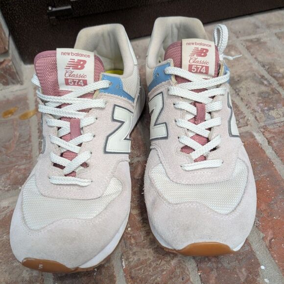 New Balance Shoe Mens 12 Gray/White/Light Blue ML574ERF Essentials Sneaker - Picture 1 of 12